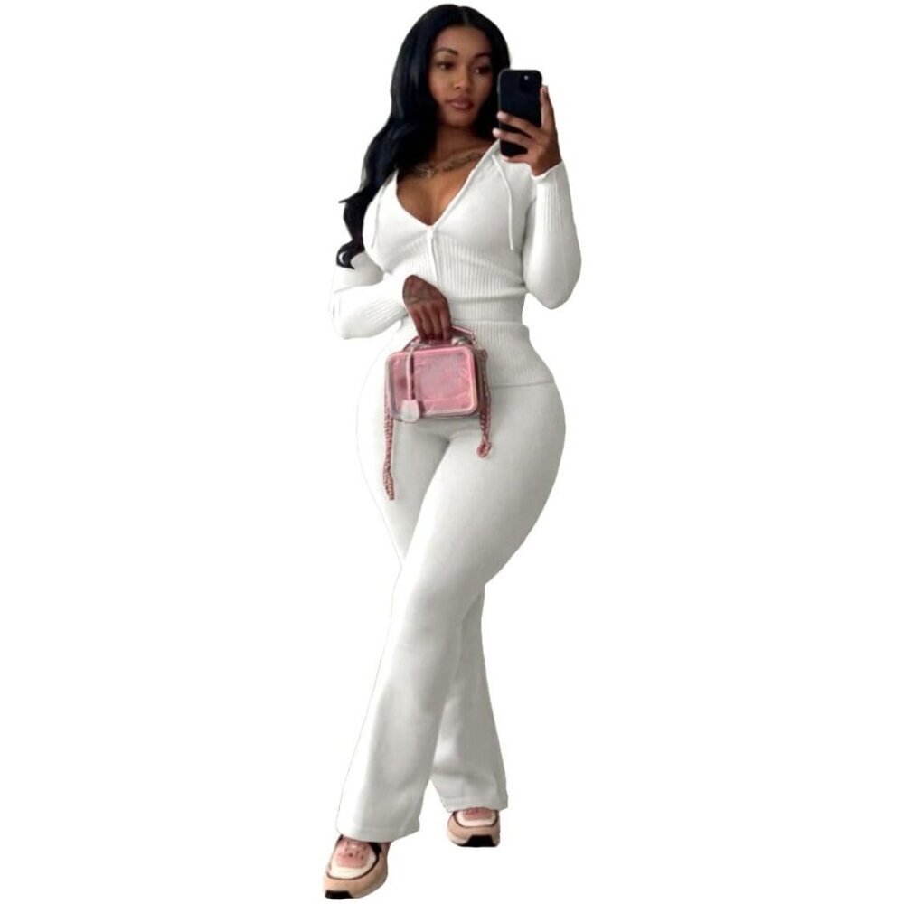 Crochet Sets Two Piece Women Lounge Wear Outfit Fall Winter Soft Knit